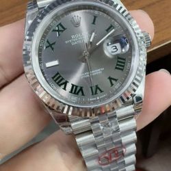 (300$)Rolex Datejust 41 Wimbledon Slate Dial Fluted Bezel Jubilee 126334