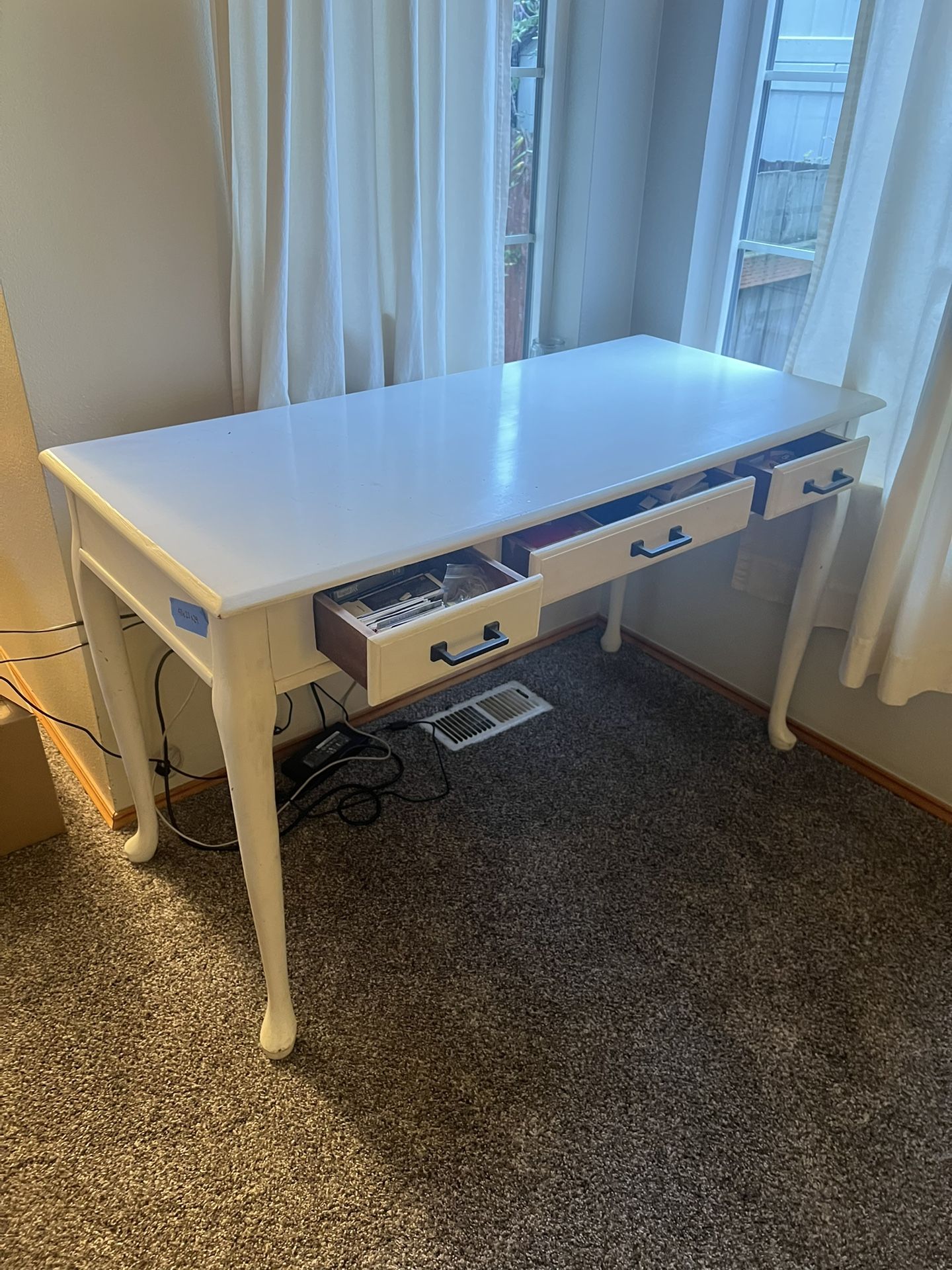 White 3 Drawer Desk - 48”W X 22” D x 29H 