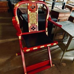 Japanese red lacquer folding horseshoe Prayer chair