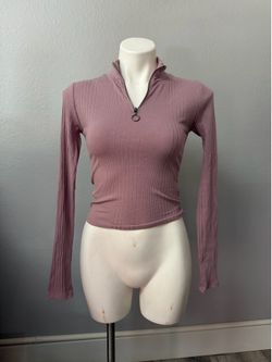 Aeropostale Pink Zip Long Sleeve Top Small