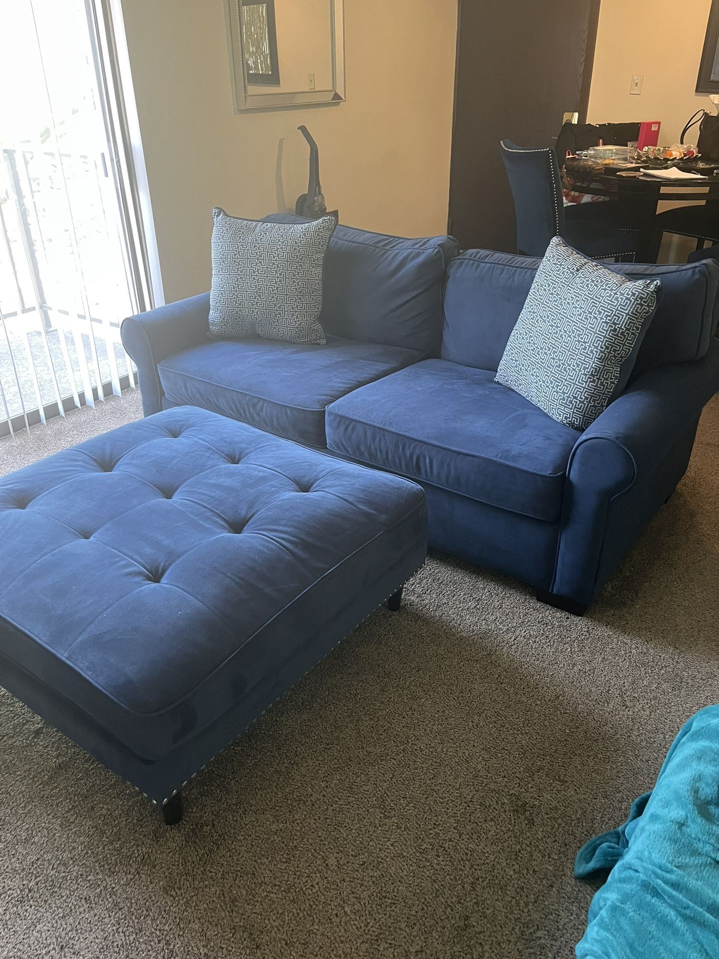 Suede Sofa And Ottoman
