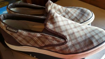 Converse brown plaid slip on men's size 12, women's 13.5