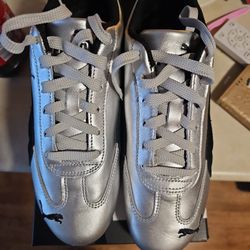 New! Puma SPEEDCAT Metallic Women Size 8.5 Silver Black