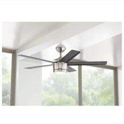 Home Decorators Collection Merwry 52 in. Integrated LED Indoor Brushed Nickel Ceiling Fan - New