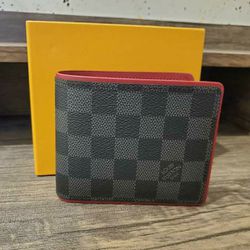 Louis Vuitton Black Damier Red Wallet for Sale in Queens, NY
