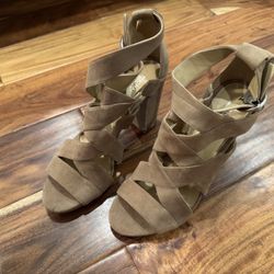 Michael Kors Suede Block Heel Sandals 8.5M