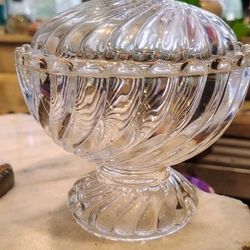 Flawless Heavy Cut Crystal Footed Candy Dish With Lid