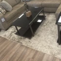 Modern Black Glass Coffee Table Set (3-Piece) – Brand New 