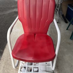 Red Metal Patio Chair for Dining, Porch, Deck, Balcony 