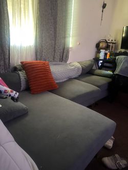 Dark Sage/Gray Sectional Sofa with Chaise