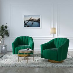 Accent Chair Armchair Green Velvet