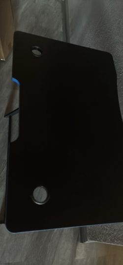 Black Desk with Cable Management Holes