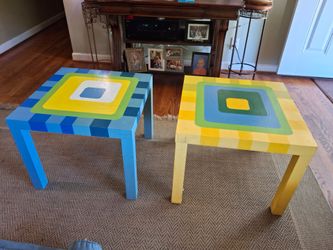 Two colorful children's tables 18x22