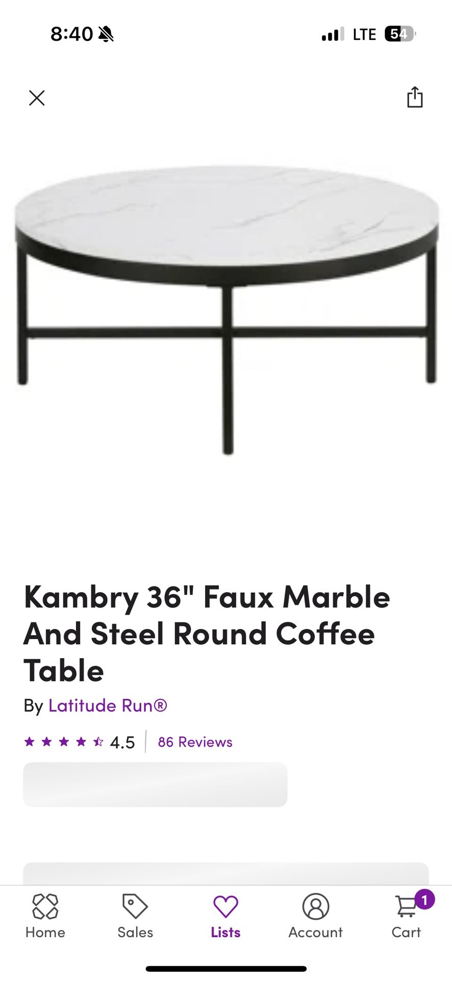 Kambray Faux Marble Coffee Table