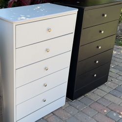 White Chests Five Drawer Dressers 