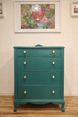 Green Teal Wood Vertical Dresser