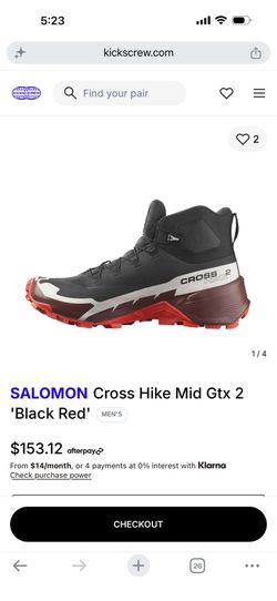 Salomon cross Hike mid GT x 2 black n red size 12.5