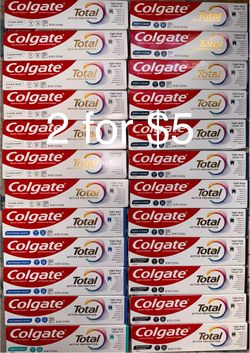 Colgate toothpaste, toothbrushes, mouthwash