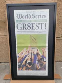 2024 Dodgers Framed Championship Newspaper Copy