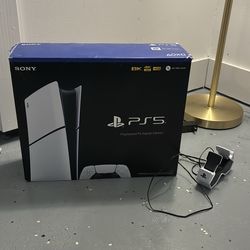 PS5 Digital Edition w/ Box + Controller Charging Dock – Excellent Condition