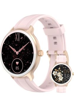 Smart Watch for Women, 1.27-inch HD Fitness Tracker with Heart Rate Monitor, Sleep Tracking, SpO2 Sensor, IP68 Waterproof, Pink, Compatible with Andro
