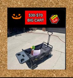 Folding Utility Wagon Cart with Cup Holder Tray