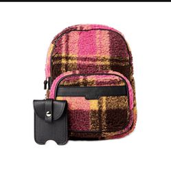 Women's Hands-Free Convertible Backpack Pink Plaid