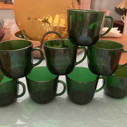 Punch Cups - Green Glass (8$