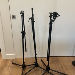 Bundle of 3 Adjustable Microphone Stands – Great Condition!