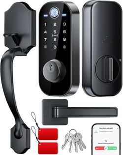 Brand new in box DL08H 7-in-1 Fingerprint Smart Door Lock for Front Door with Handle App Control, Remote Access Sharing, Touchscreen Keypad Deadbolt, 