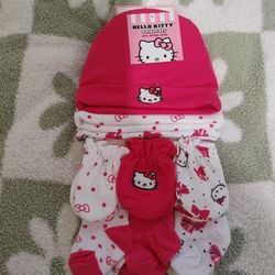 9-Set Hello Kitty Mittens, Socks, And Beanies - New