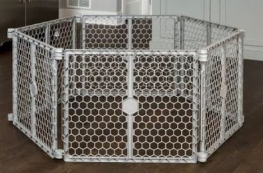Regalo gray 192" play yard, 6-panel, grey