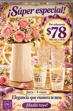 Vasos y jarra Princess house