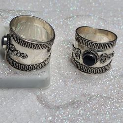 Bohemian onix sterling silver rings Sizes 9 1/2 And 10 1/2