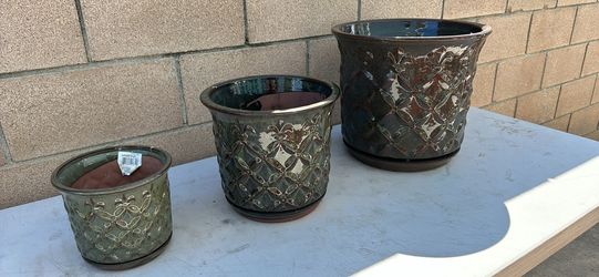 Green Flower Pot Set