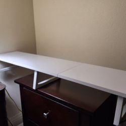 TEAMIX White Dual Monitor Riser for 2 Monitors-42inch, Wood Desktop Dual Stand with Metal