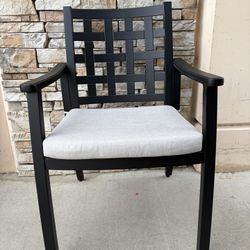 Modern Classic Cast Aluminum Outdoor Patio, Textured Ember Black Finish, with Fabric Cushion  