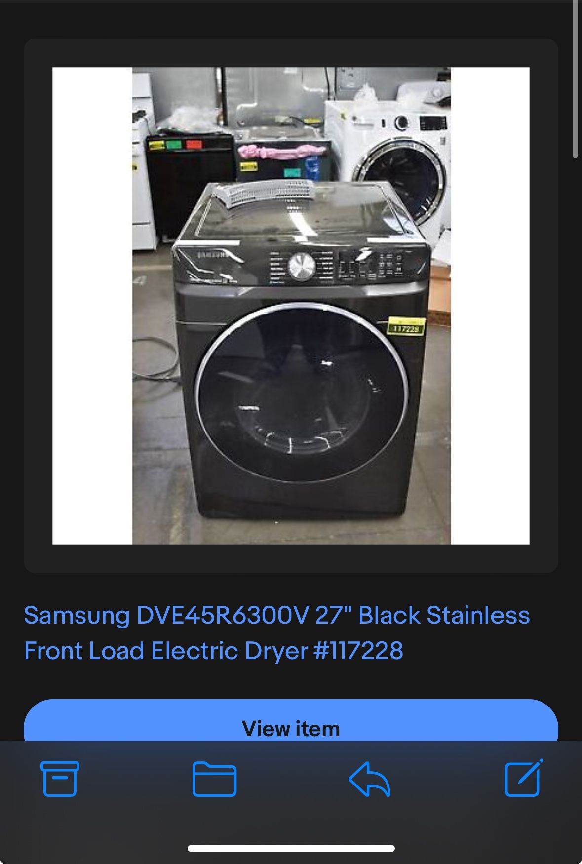 Samsung 9.5 Ft.³ Extra Large Capacity Gas Dryer.