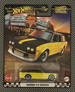 2025 Mattel Hot Wheels 🛞 Premium Boulevard #124. Datsun 510  Wagon, 1:64 Scale, Metal/Metal, Real/Riders. Colors: Yellow & Black. New. 