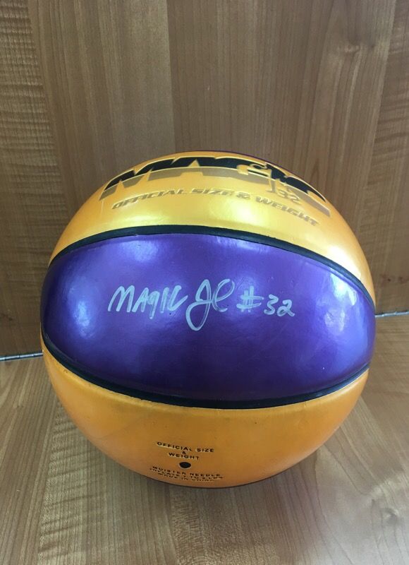 Basketball signed by magic Johnson