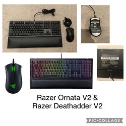 Like New Razer Ornata V2 & Razer Deathadder V2 Gaming Keyboard And Mouse