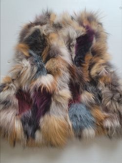 ZADIG & VOLTAIRE DELUXE Multicolour Patchwork FEE Fox Fur Bolero Gilet Size S .