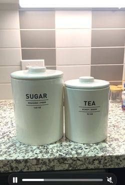 West Elm Stoneware Canister Set White 2 Piece