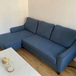 Navy Blue Modern Trundle Sectional Sofa