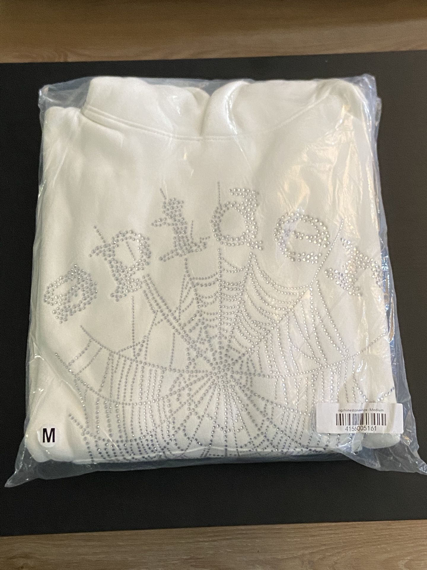 Sp5der White Og Rhinestone Hoodie