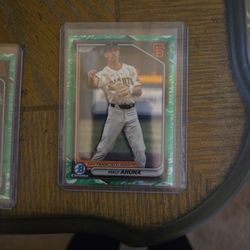 2 Bowman Chrome Green Lunar Refractor Card Lot