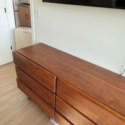 Mid-Century Modern Wood Dresser – Solid Wood, 6 Drawer