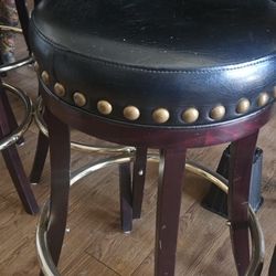 Used Leather Wooden Stools