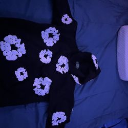 Black and White Denim Tears Hoodie. Size small, 100% cotton