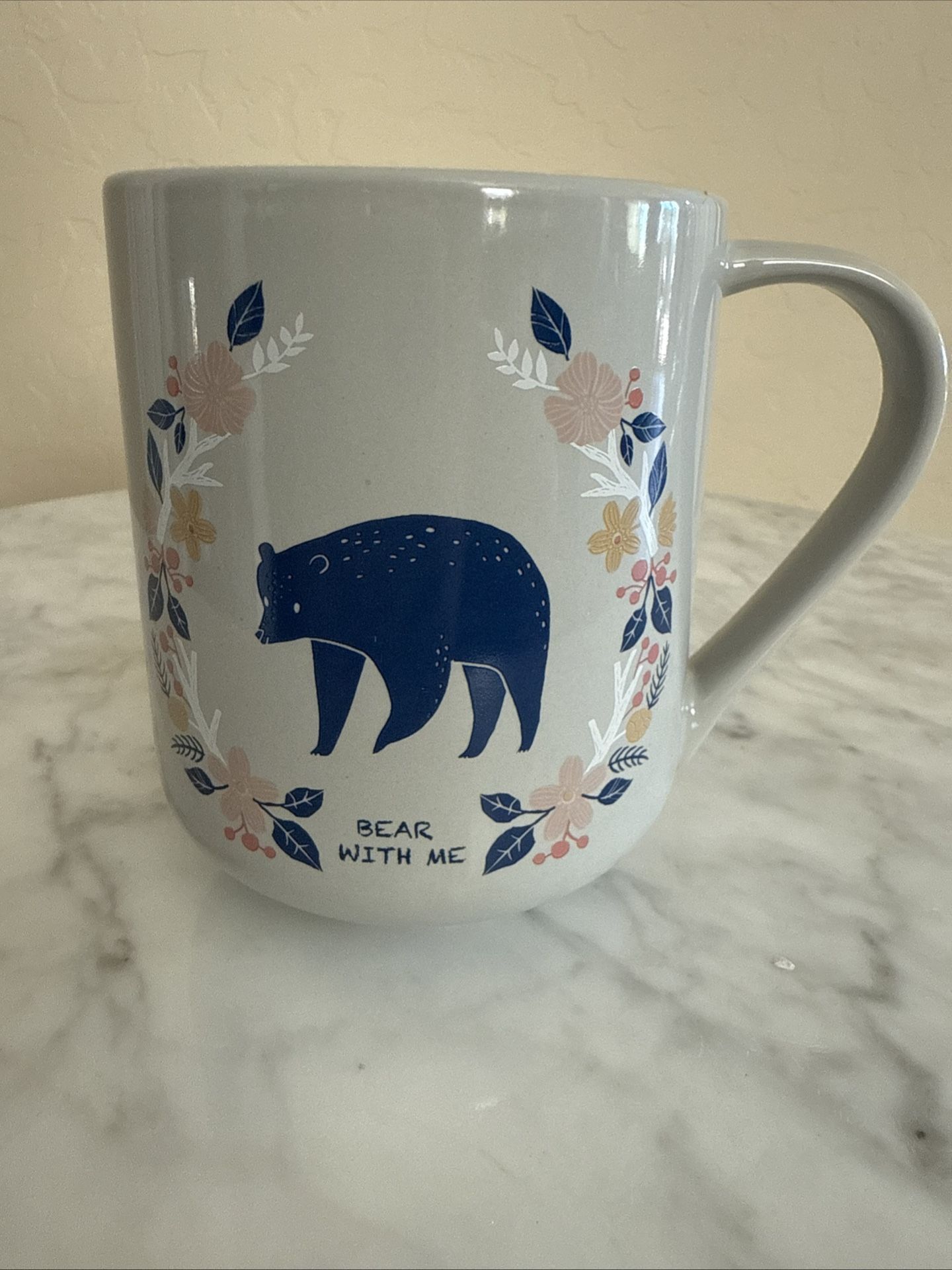 Threshold Bear With Me Floral Porcelain Mug New Unused Porcelain Coffee Cup